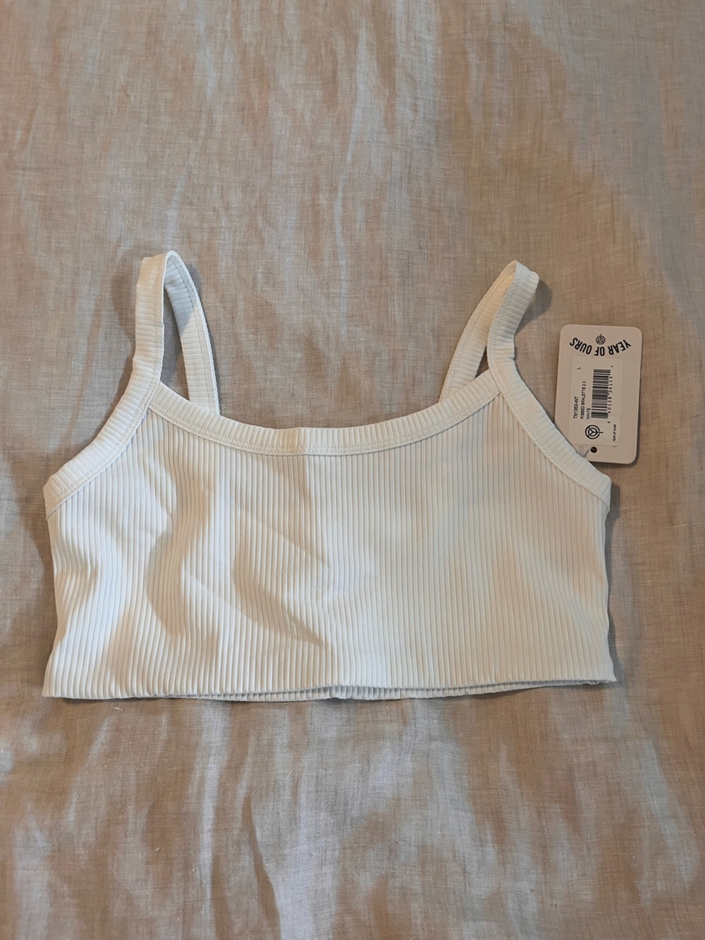 NWT Year of Ours White Ribbed Crop Sports Bra